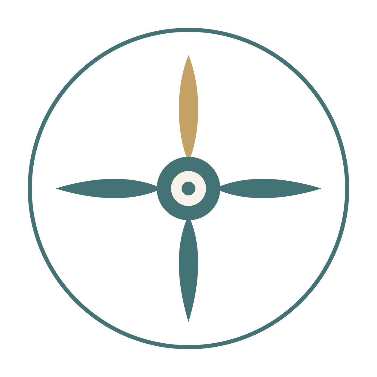 Icon of a compass with a gold needle: move forward with clarity and confidence